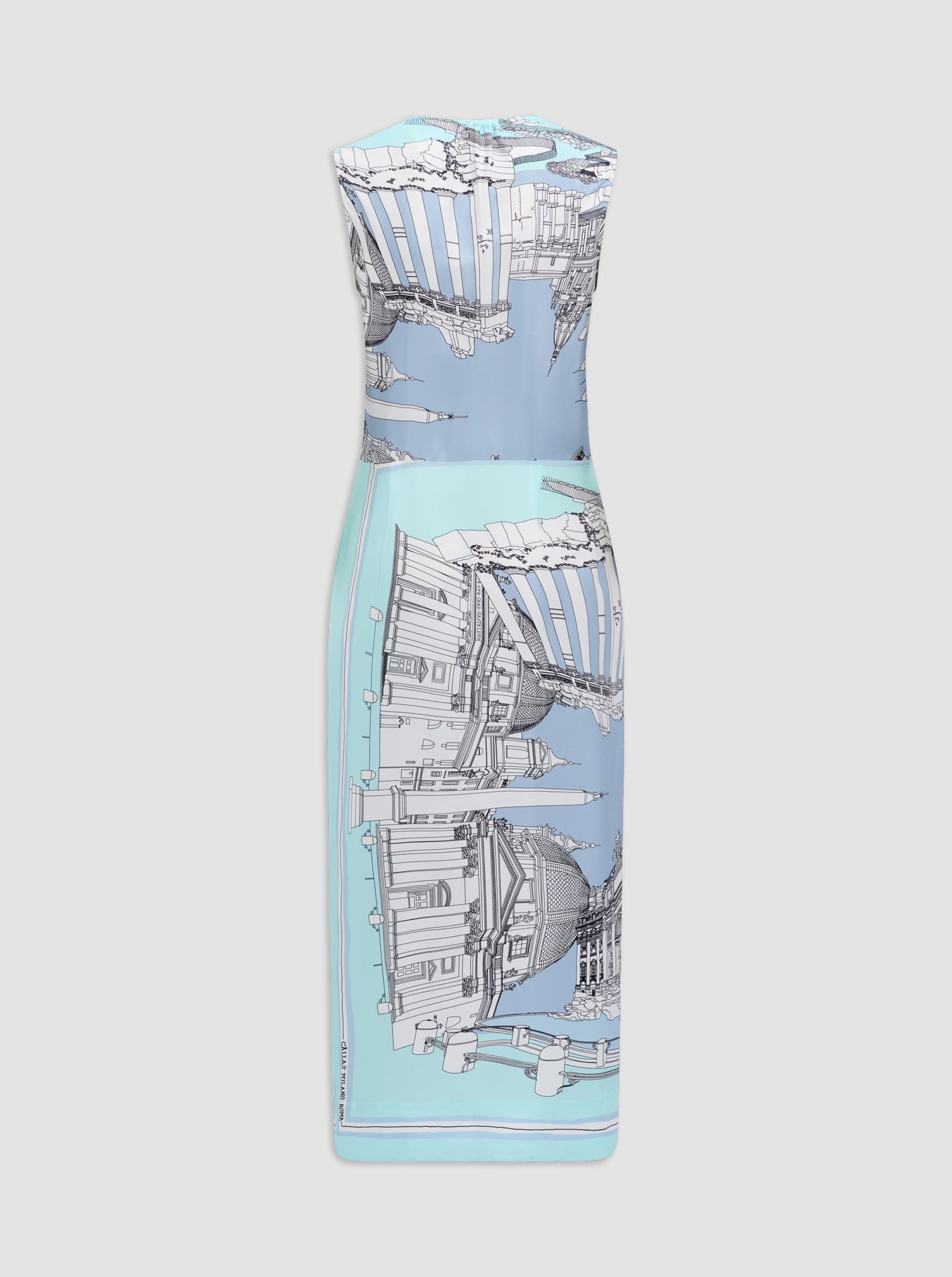 AGNES Print silk dress Turquoise