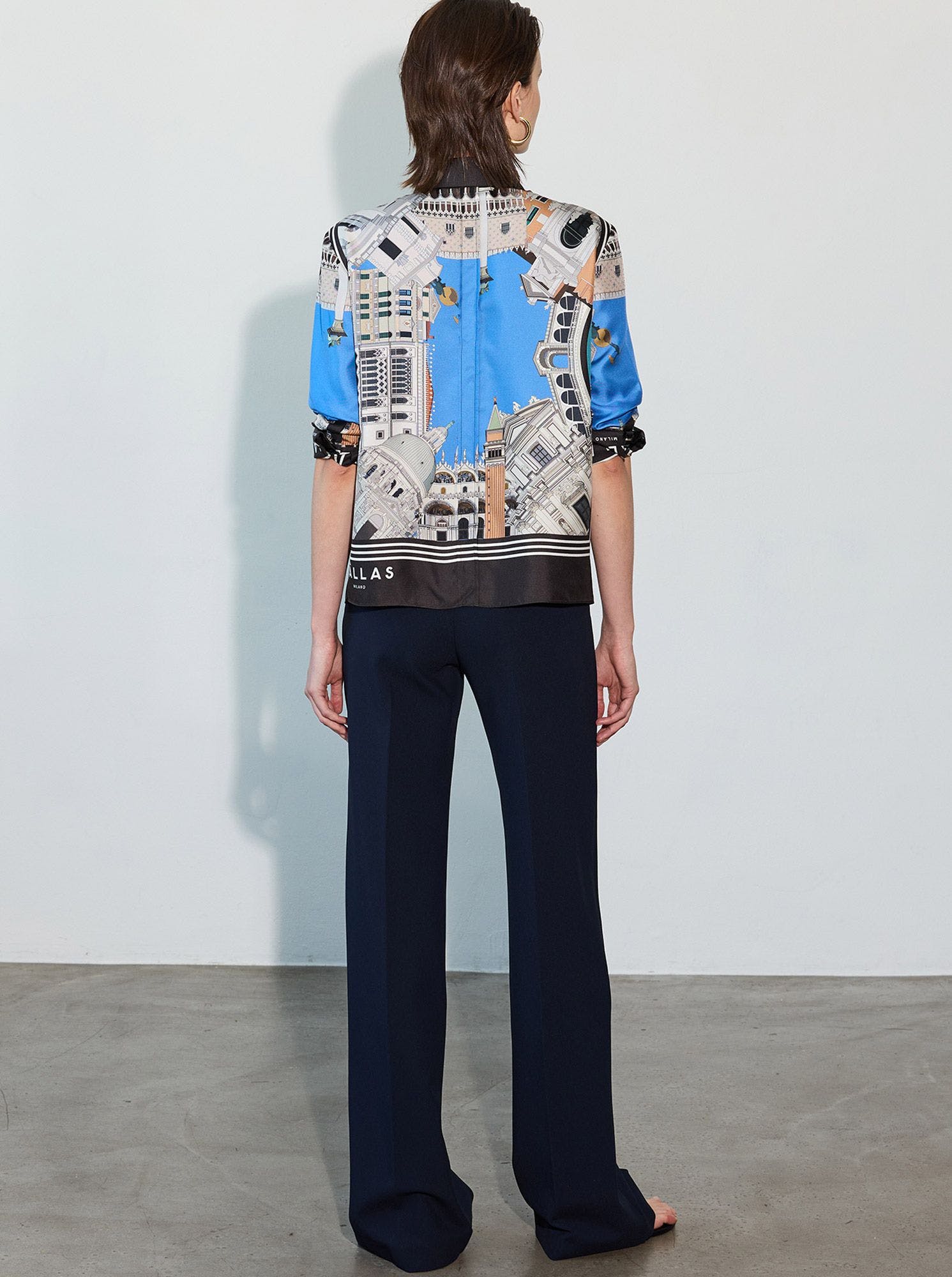 CAMERON Silk Shirt VENICE Print Blue/Black