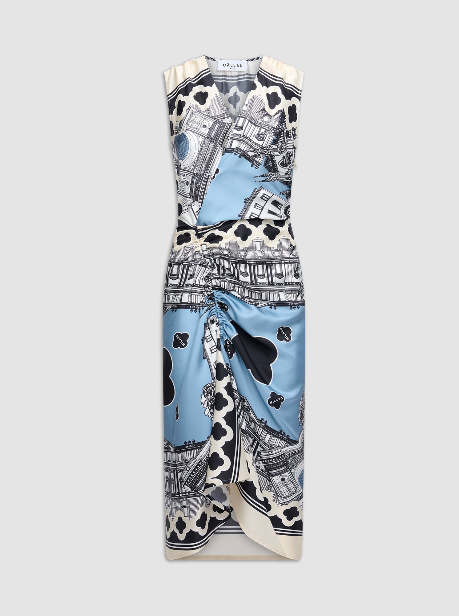 AGNES Silk print dress Black/white