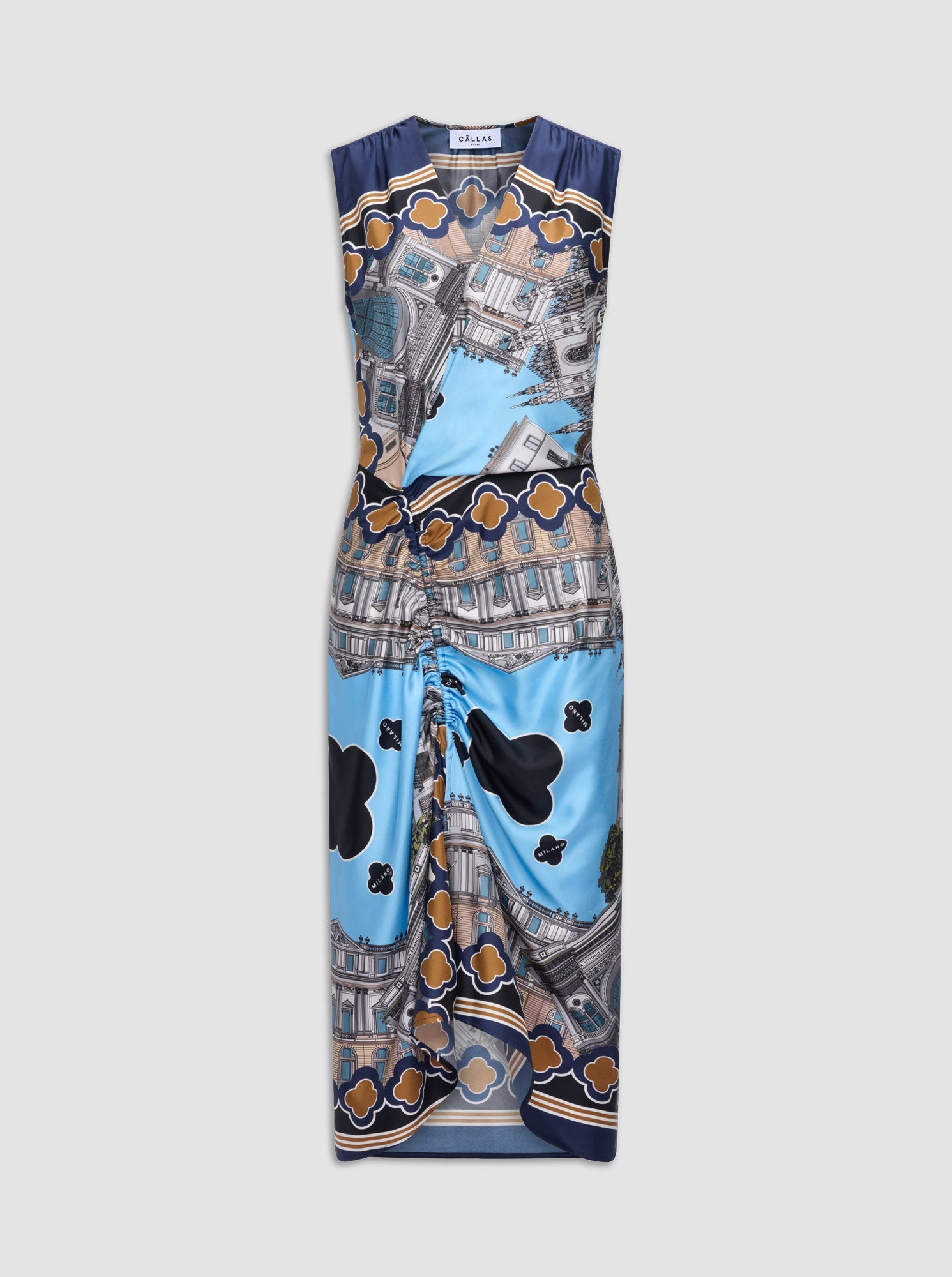 AGNES Print silk dress Turquoise