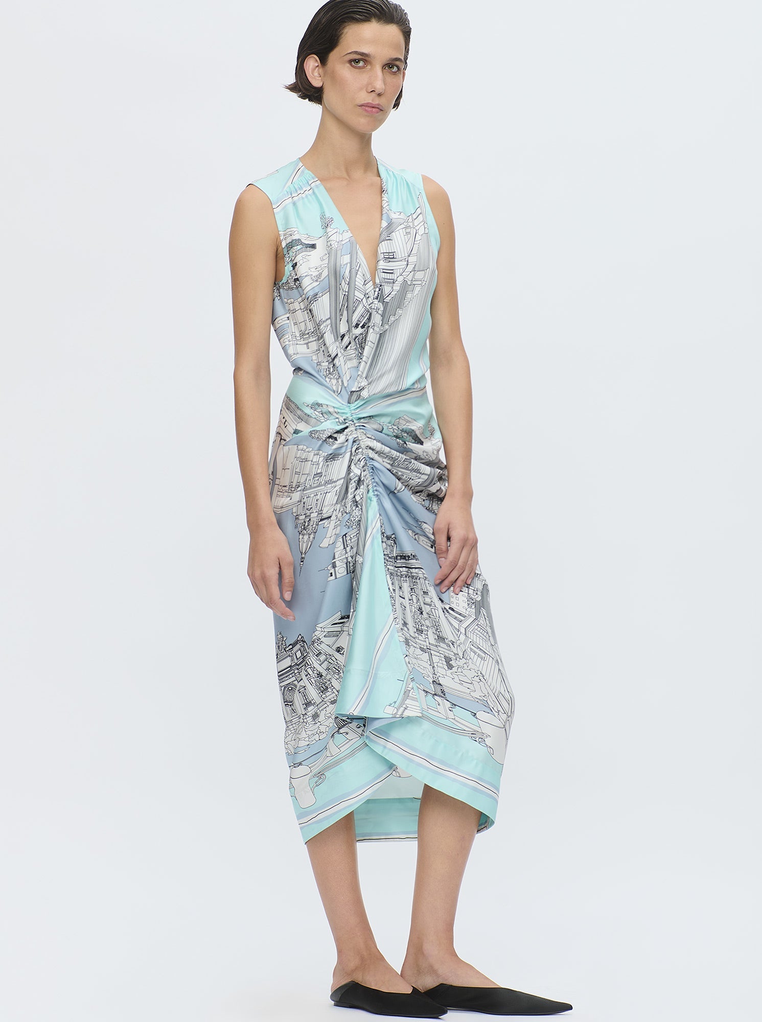 AGNES Silk print dress Black/white