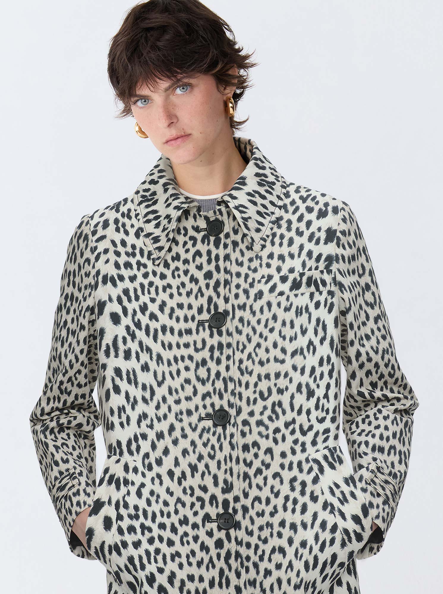 ALAINE Animal Print Car Coat