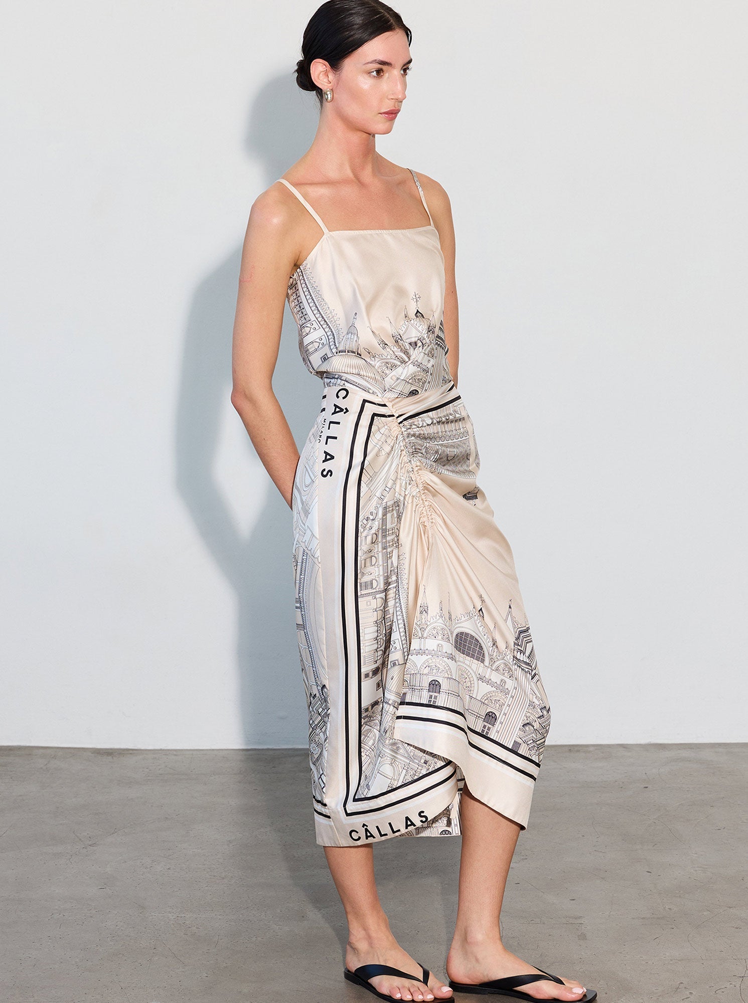 ANGIE Camisole Dress VENICE Print Travertine