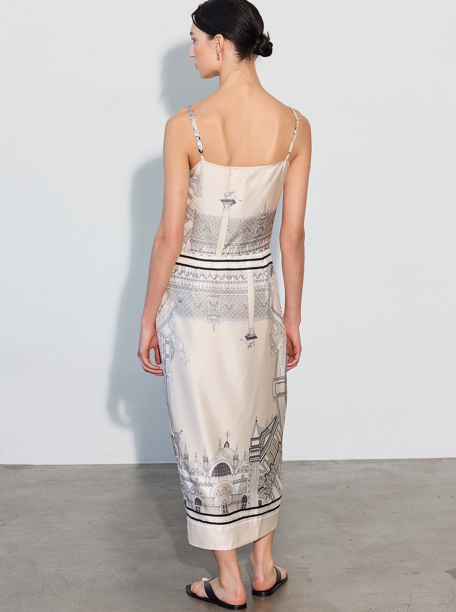 ANGIE Camisole Dress VENICE Print Travertine