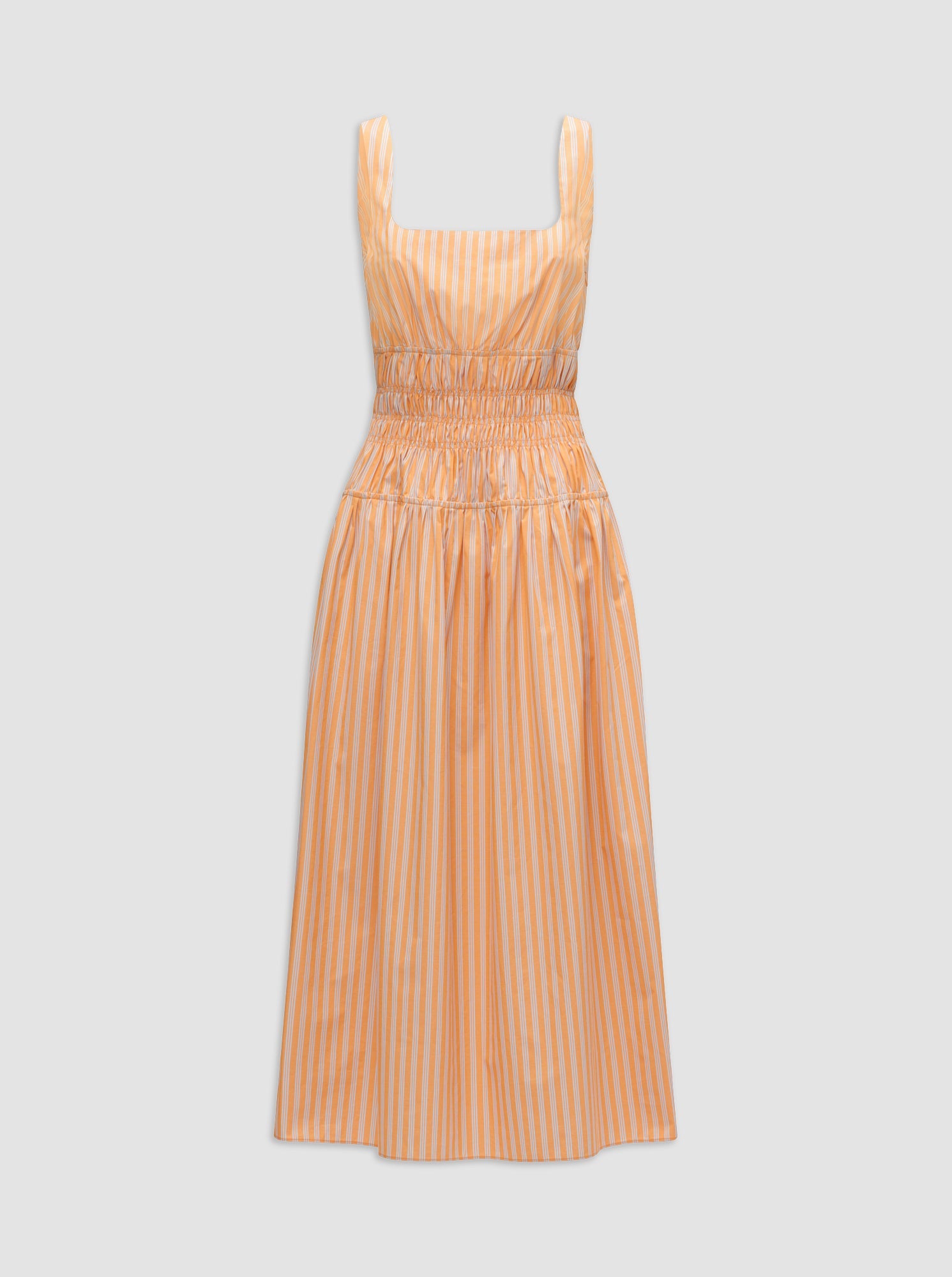 BELINDA Gathered waist dress Orange / White