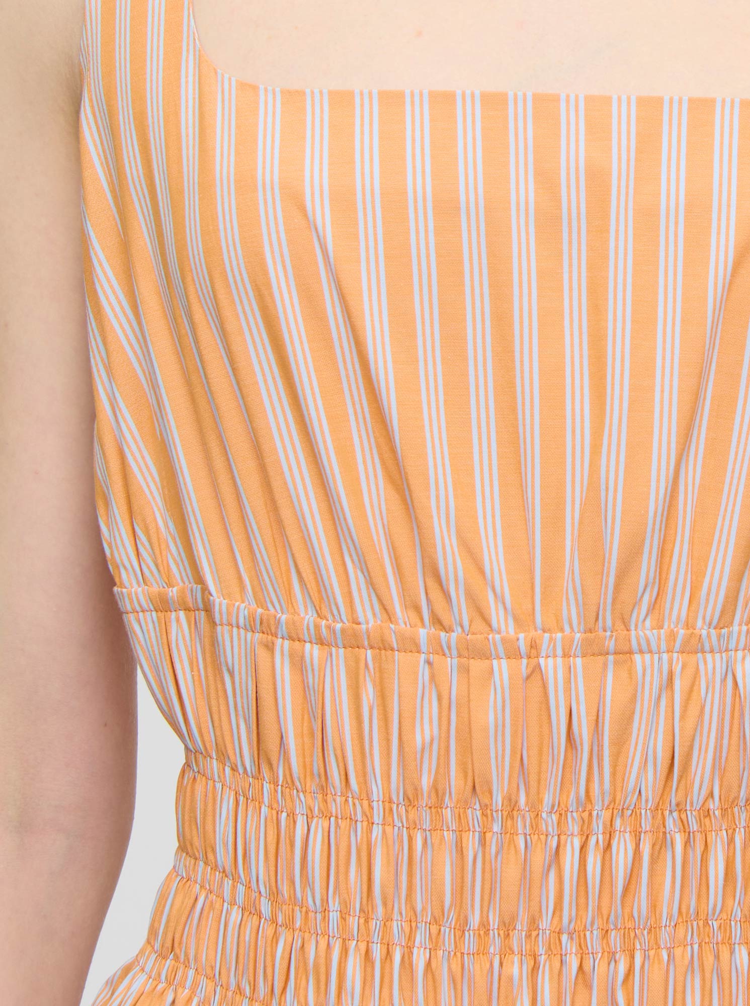 BELINDA Gathered waist dress Orange / White