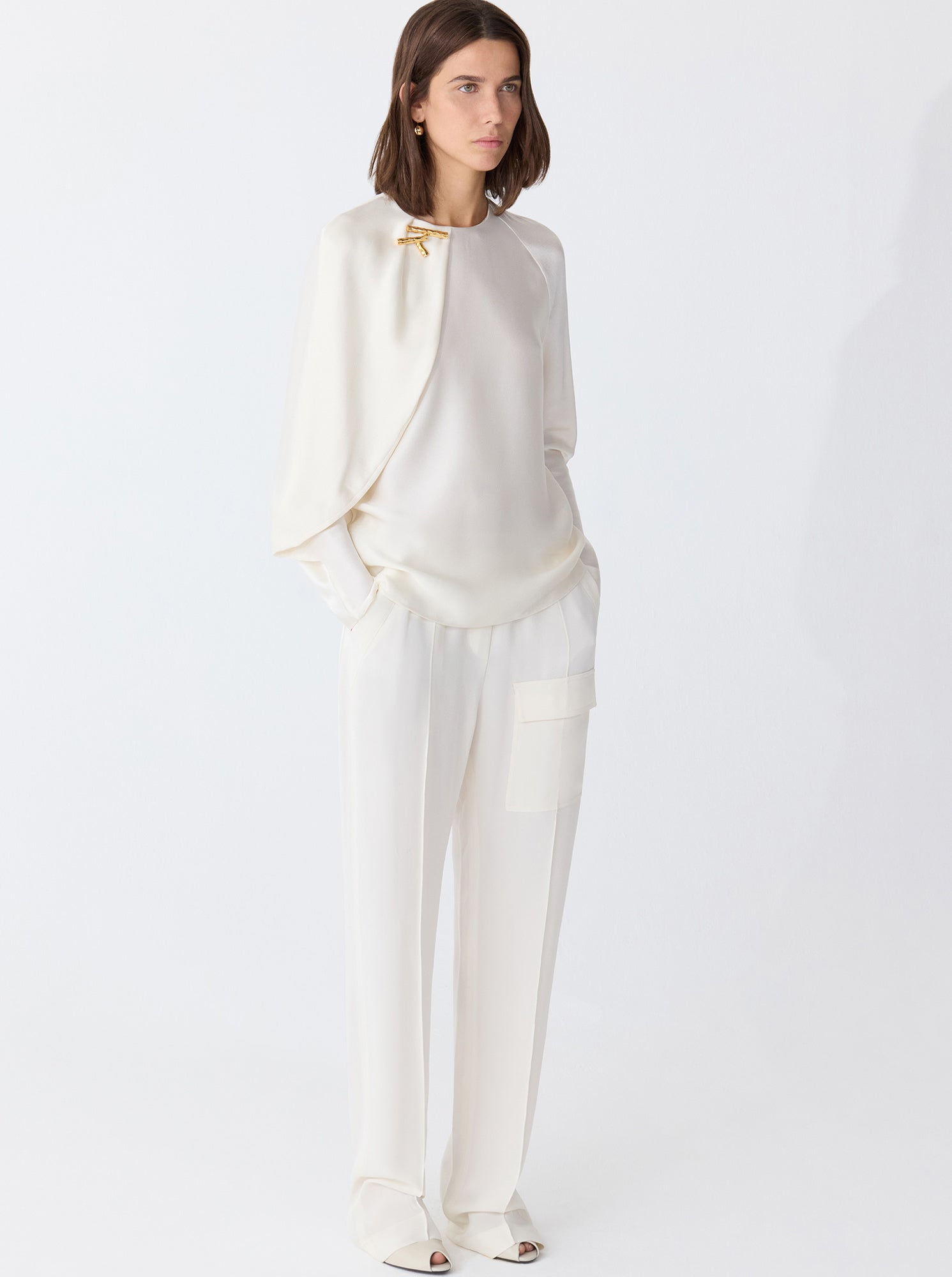 BLISS Drape sleeve Blouse Parchment