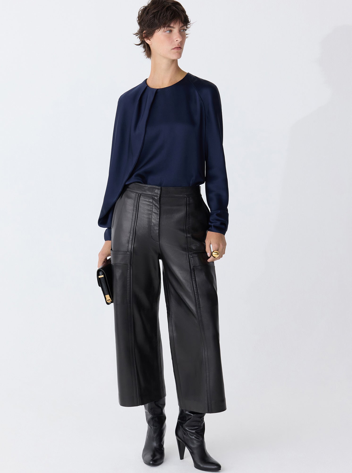 BLISS Drape sleeve Blouse Navy