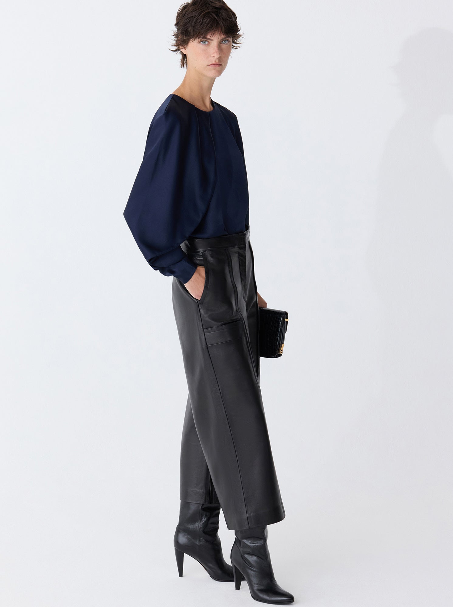 BLISS Drape sleeve Blouse Navy