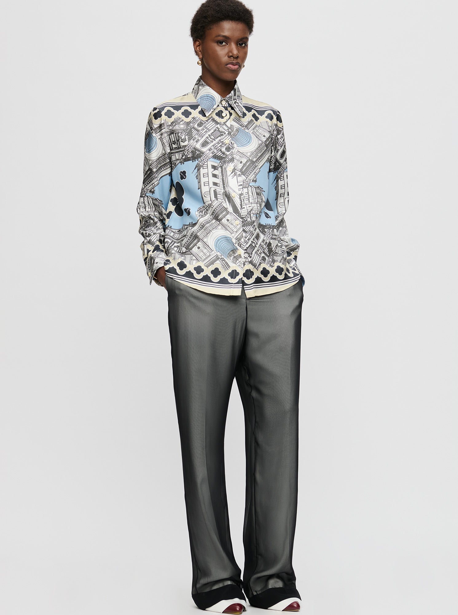 BROOKS Milano silk shirt Black/White