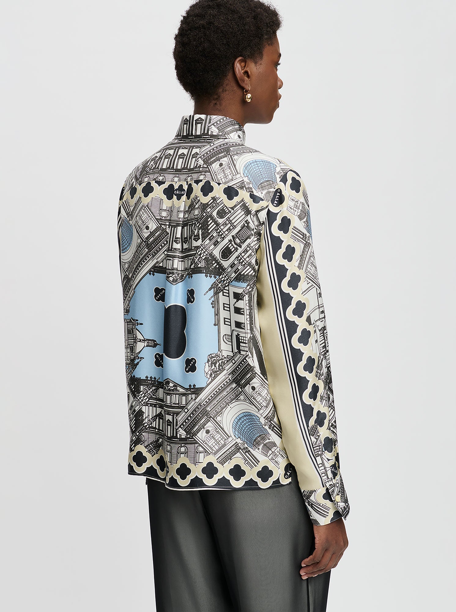 BROOKS Milano silk shirt Black/White