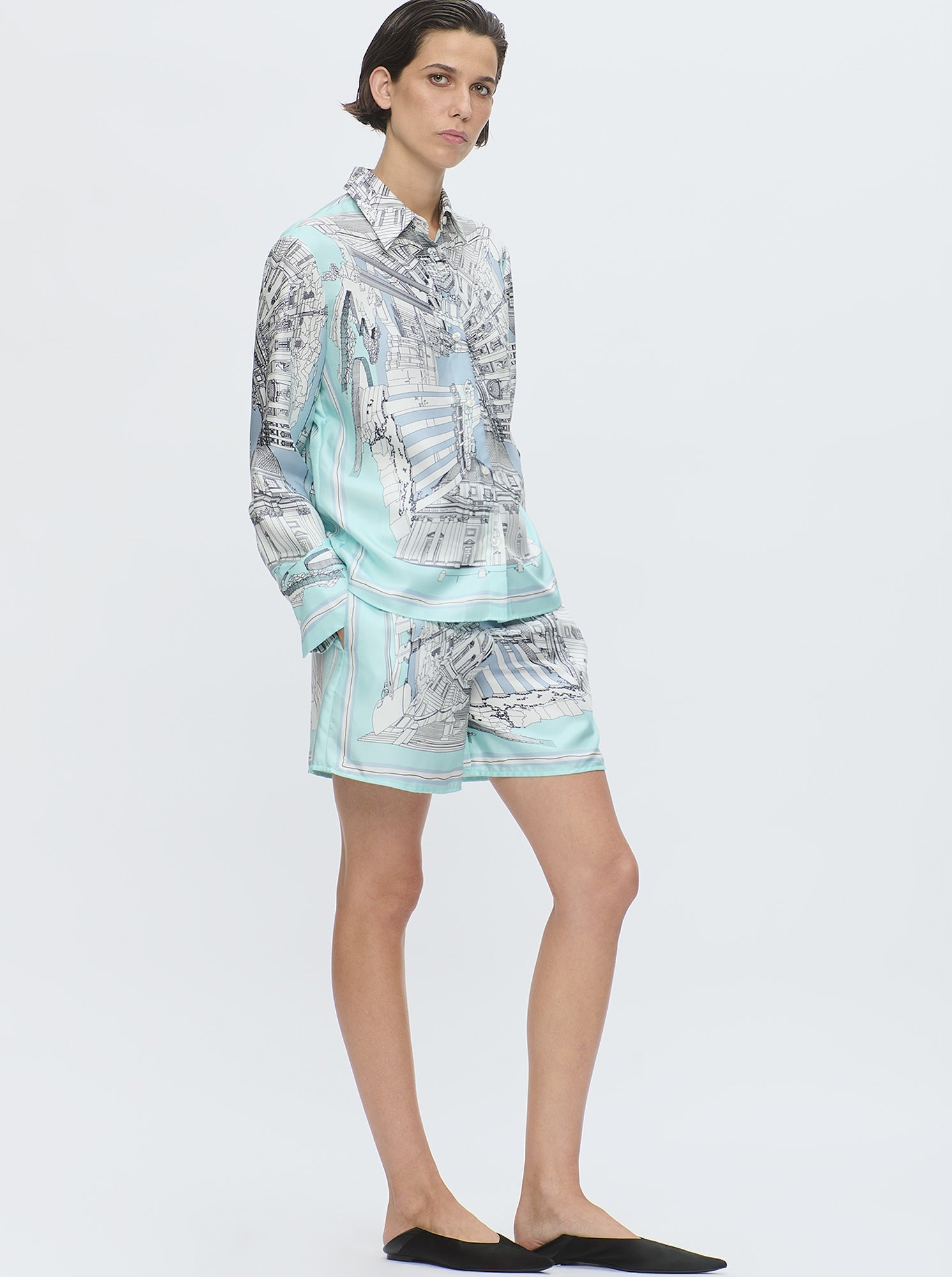 CAMERON Rome silk shirt Turquoise