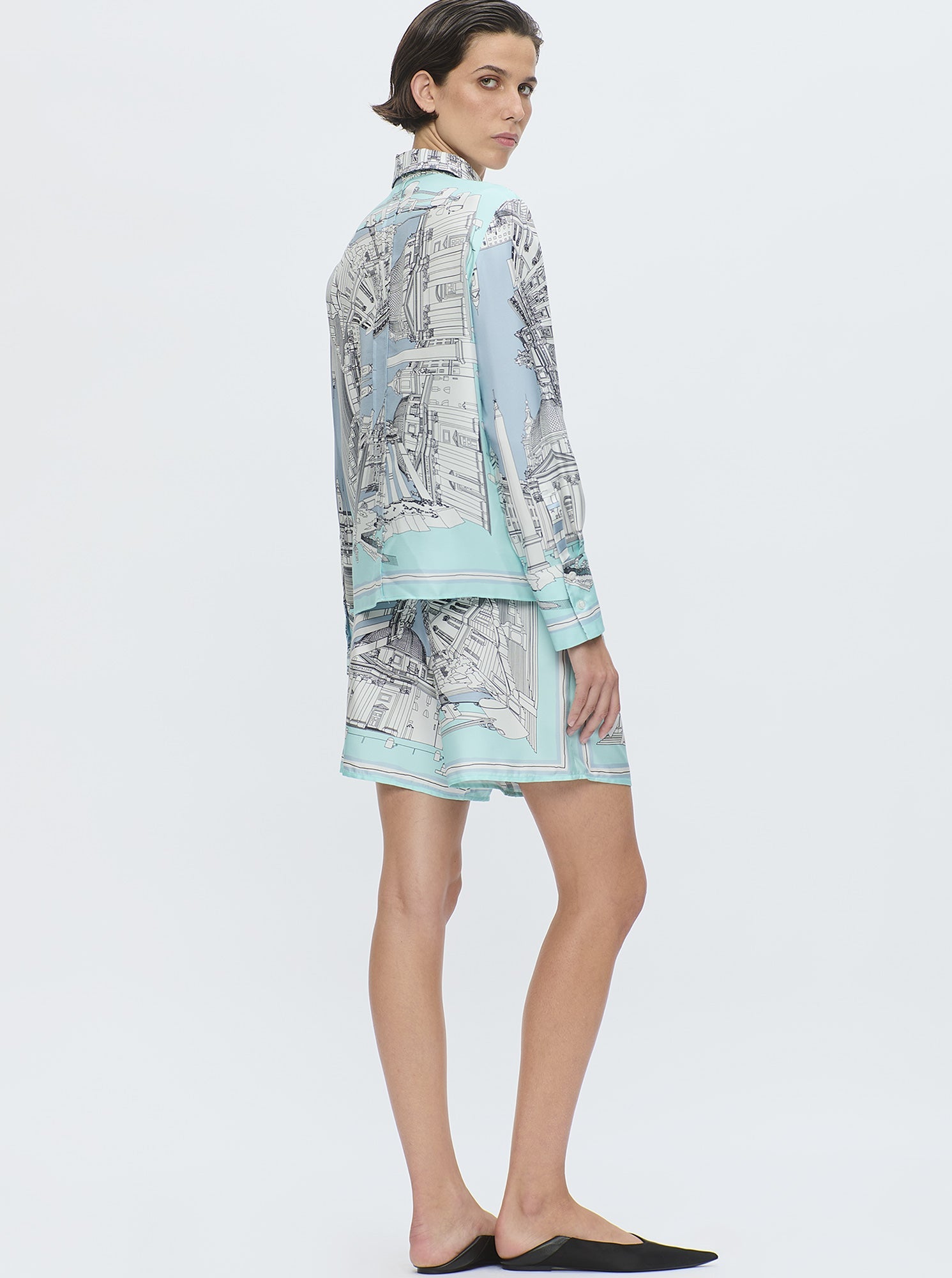 CAMERON Rome silk shirt Turquoise