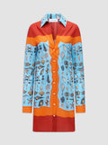 CHARISSE Printed shirt dress Orange / Blue