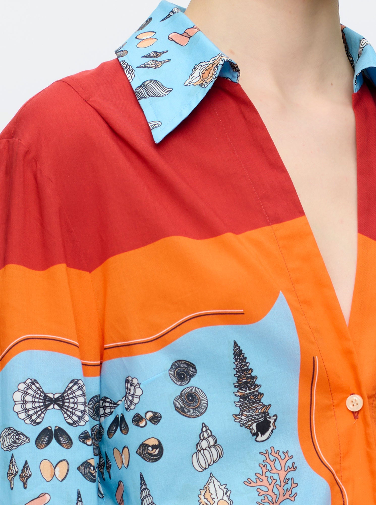 CHARISSE Printed shirt dress Orange / Blue