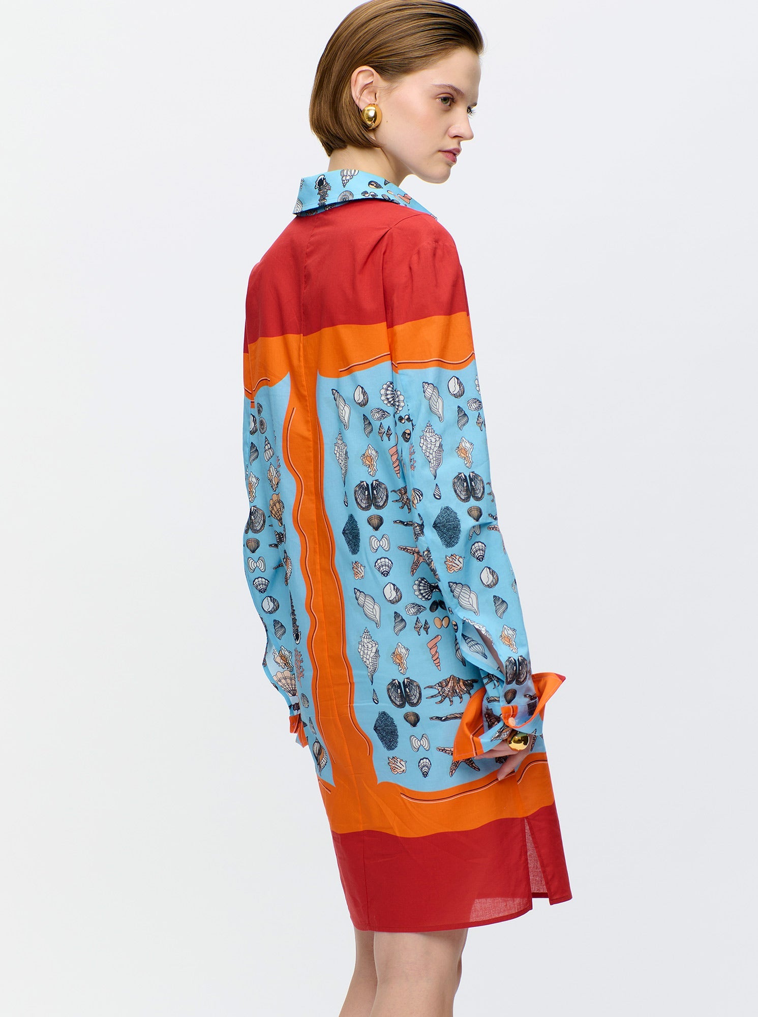 CHARISSE Printed shirt dress Orange / Blue