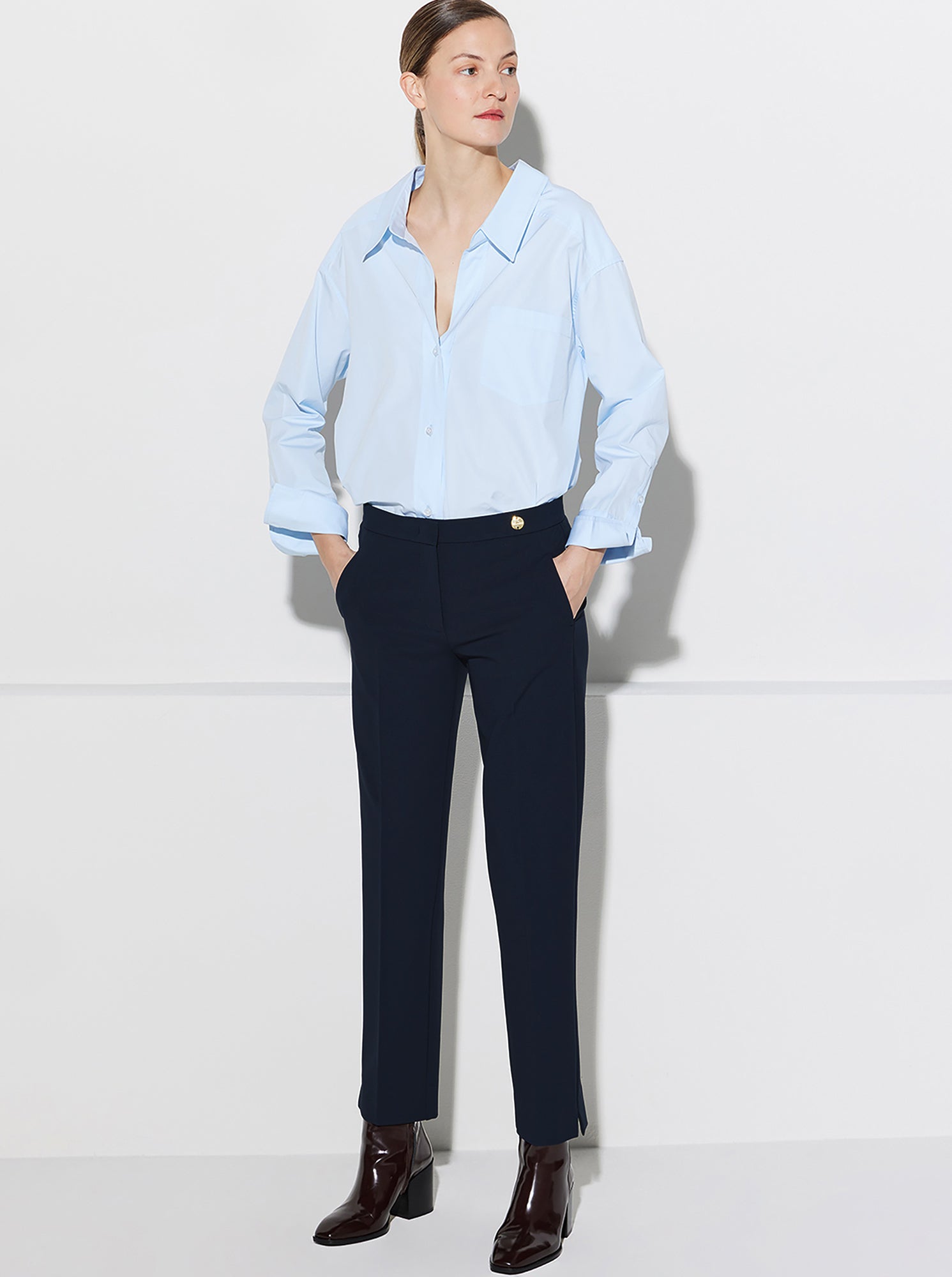 CHARLOTTE Stretch Crepe Pant Navy