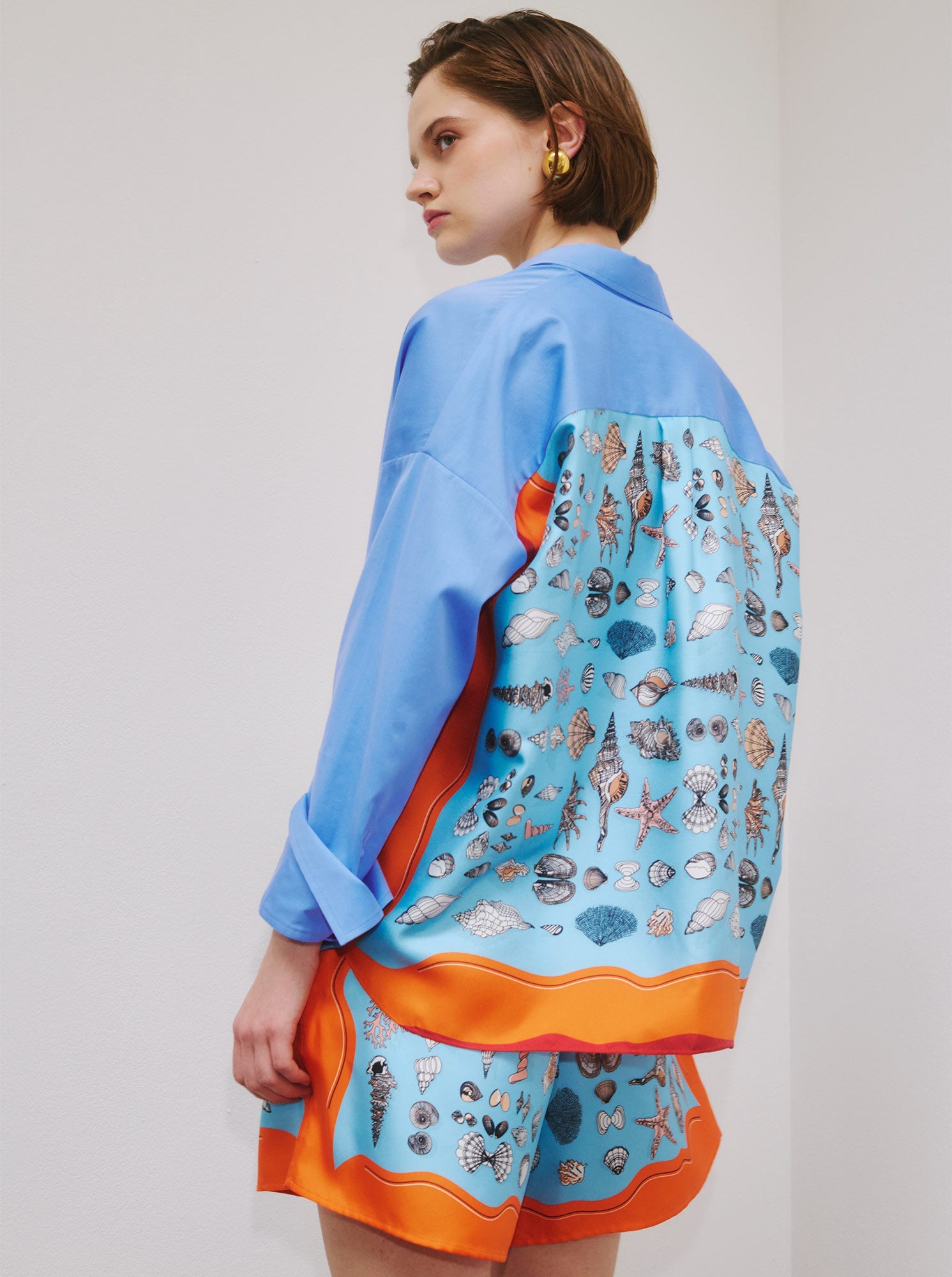 SIRENE Scarf back shirt Blue/Orange