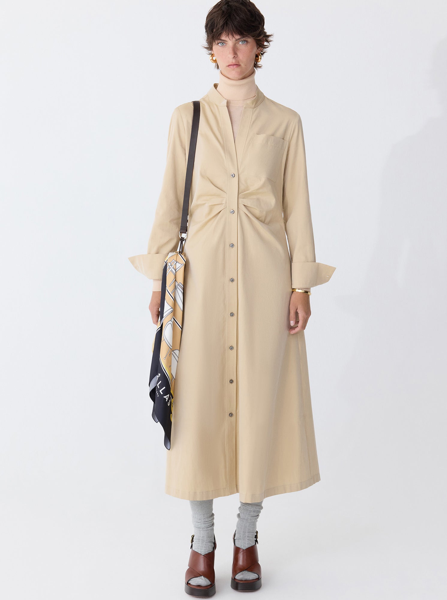 GENNY Longsleeve Shirtdress Pale Camel