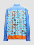 SIRENE Scarf back shirt Blue/Orange