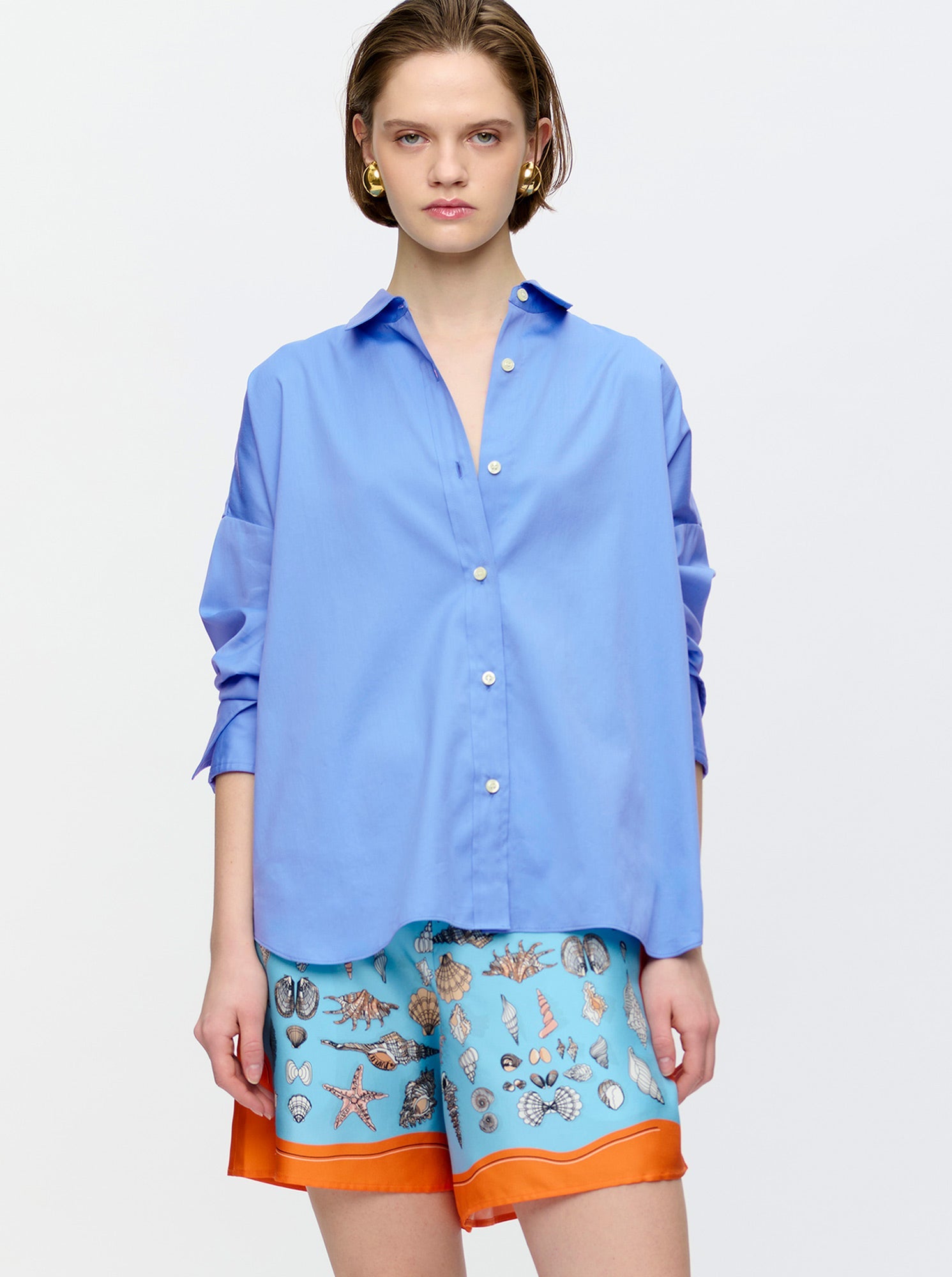 SIRENE Scarf back shirt Blue/Orange