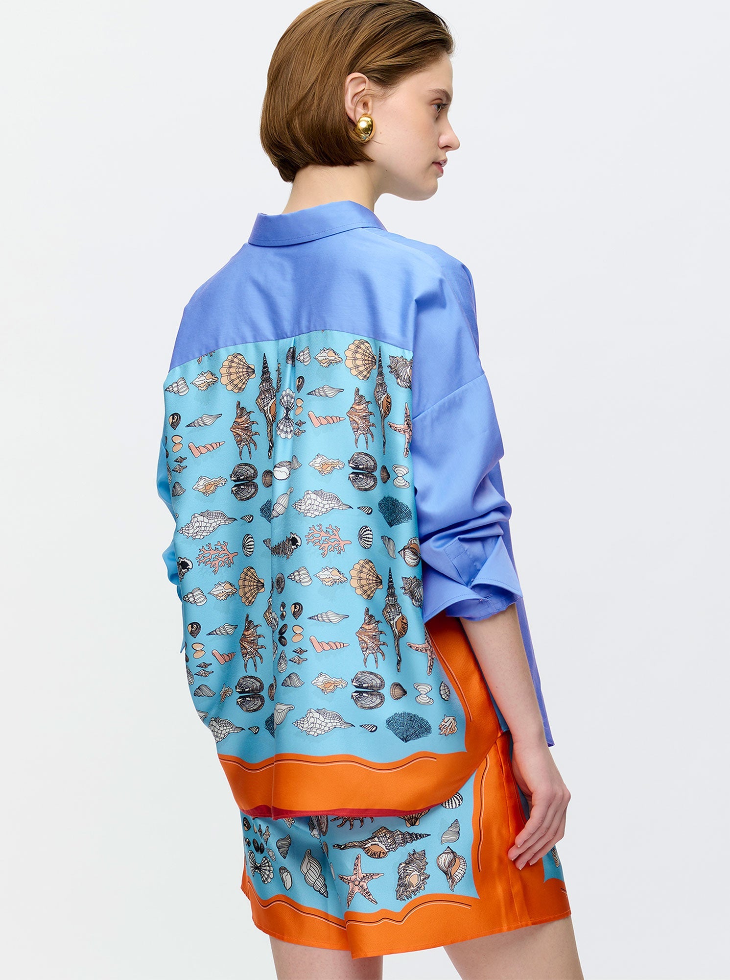 SIRENE Scarf back shirt Blue/Orange