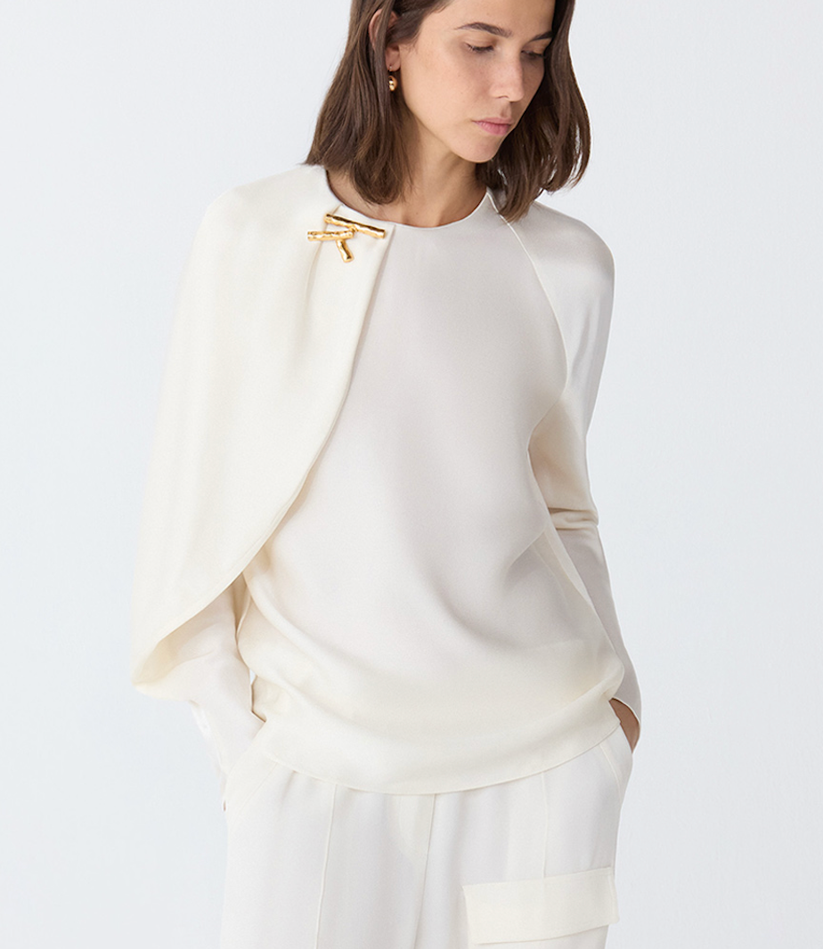 BLISS Drape sleeve Blouse Parchment