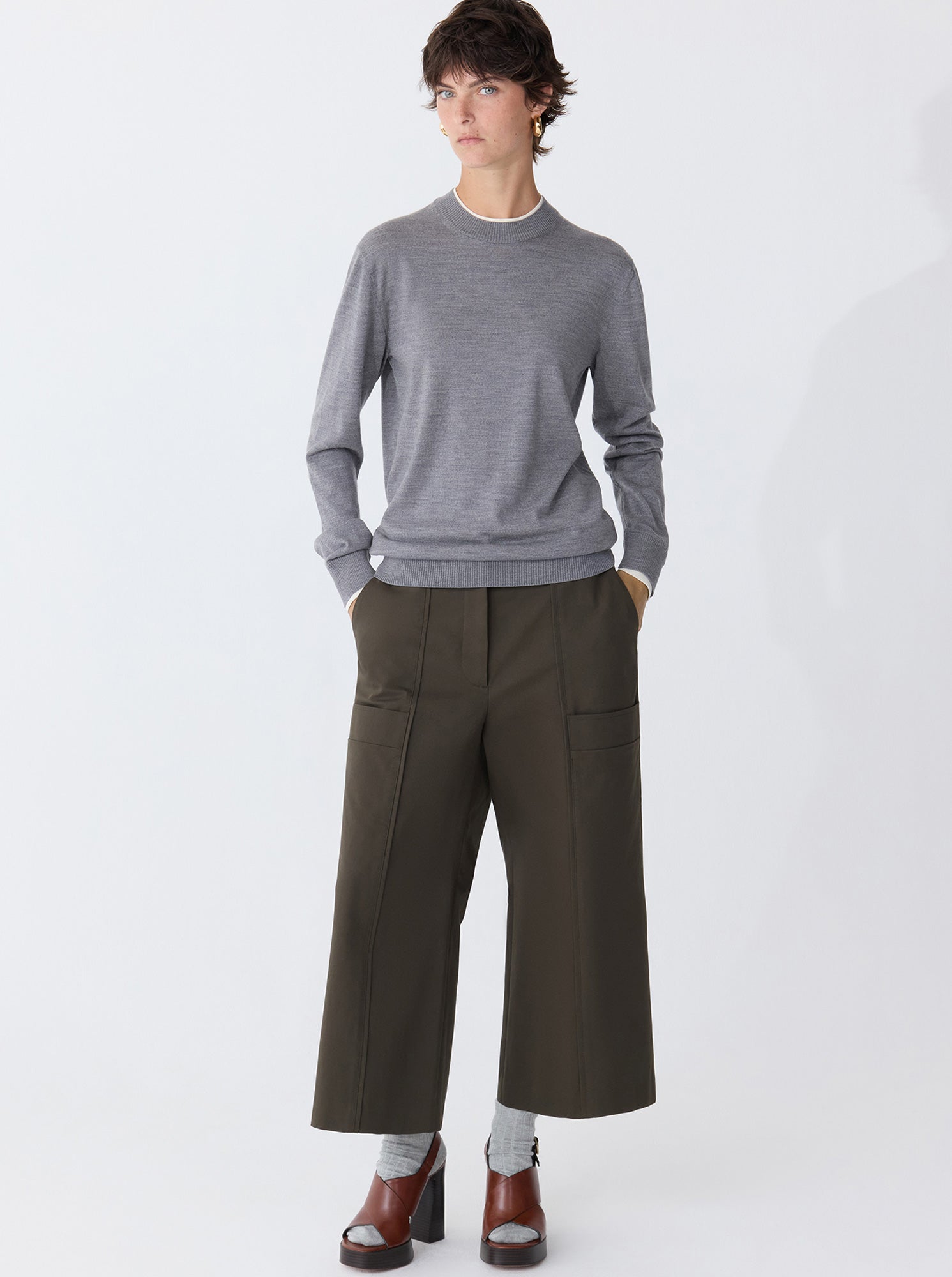 WYETH Cropped-leg Pant Military