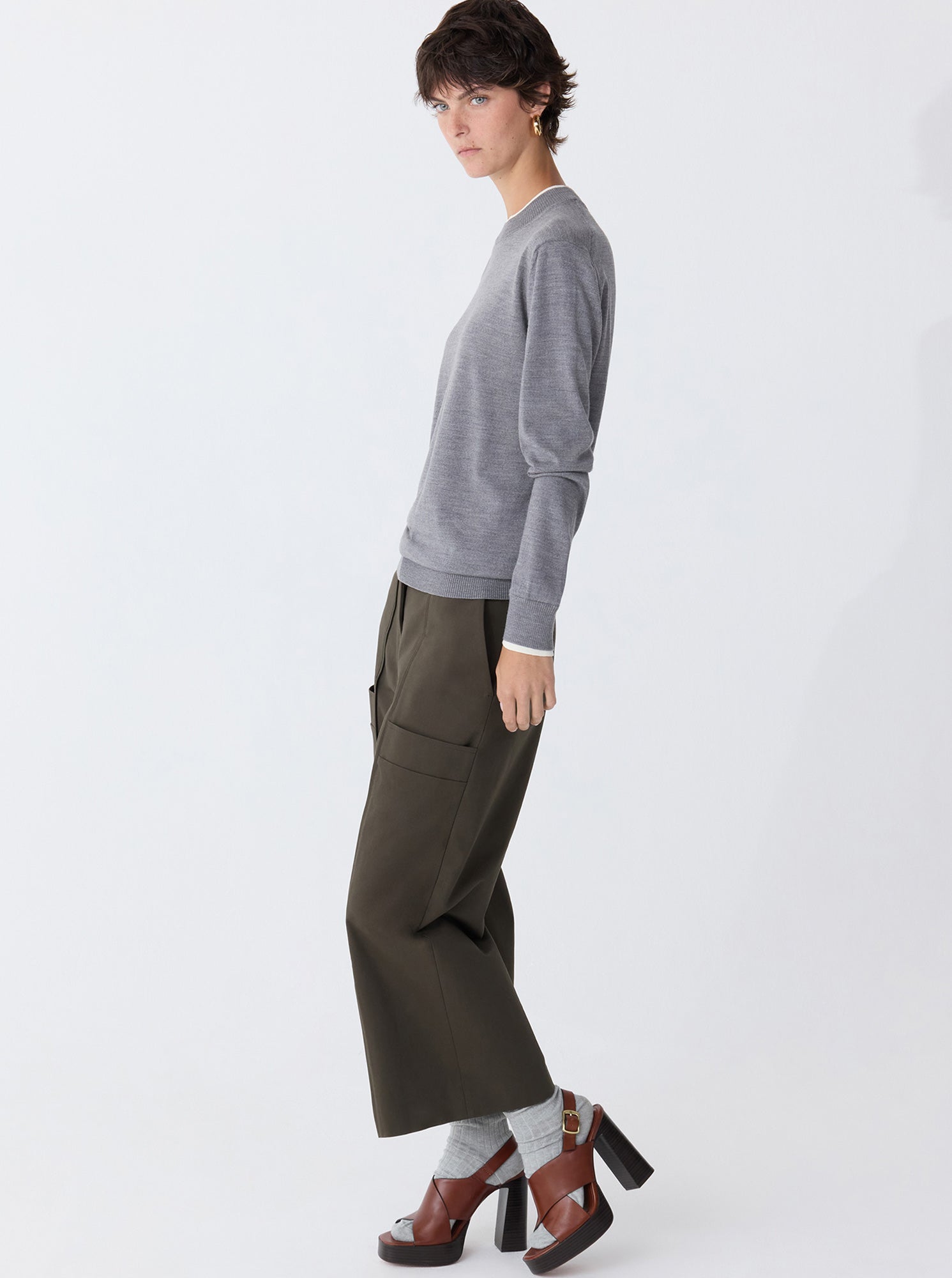 WYETH Cropped-leg Pant Military